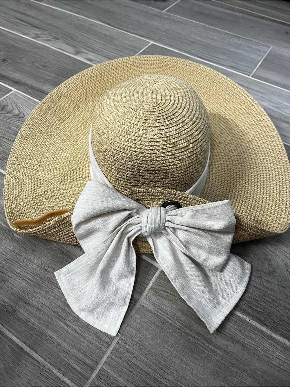 San Diego Hat Company Natural Straw Sun Hat with Ivory Bow Accent